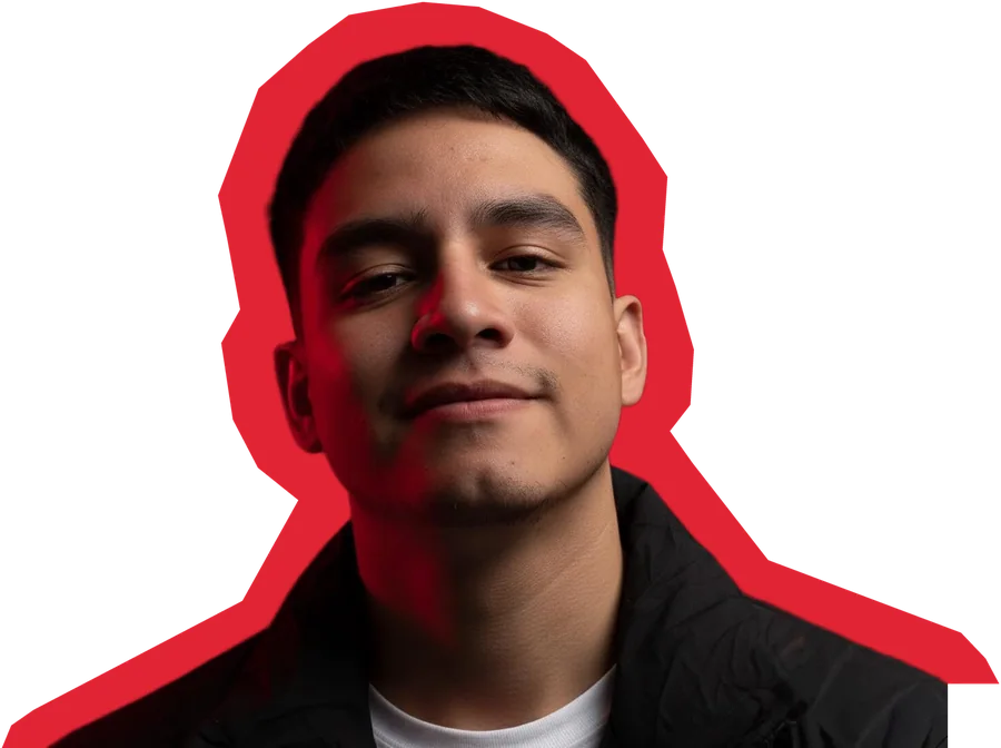 Sebastian Murazzo, retrato recortado con un borde rojo.